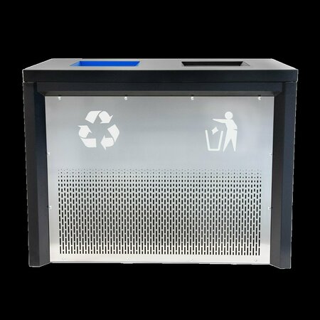 EX-CELL KAISER 68-Gal. 2-stream recycling station - Stainless Steel, Pebble Black Gloss RC-IND2 PBG/SS